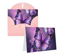 Blank Greetings Card 4'' X 6'' With Envelopes, Beautiful Purple Butterfly Art Thank You Cards Note Cards Pink All Occasion Cards For Christmas Holidays Birthday Graduation Anniversaries