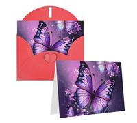 Blank Greetings Card 4'' X 6'' With Envelopes, Beautiful Purple Butterfly Art Thank You Cards Note Cards Red All Occasion Cards For Christmas Holidays Birthday Graduation Anniversaries