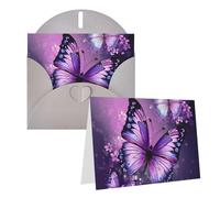 Blank Greetings Card 4'' X 6'' With Envelopes, Beautiful Purple Butterfly Art Thank You Cards Note Cards Gray All Occasion Cards For Christmas Holidays Birthday Graduation Anniversaries