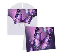 Blank Greetings Card 4'' X 6'' With Envelopes, Beautiful Purple Butterfly Art Thank You Cards Note Cards White All Occasion Cards For Christmas Holidays Birthday Graduation Anniversaries
