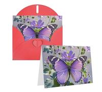 Blank Greetings Card 4'' X 6'' With Envelopes, Beautiful Purple Butterfly Floral Thank You Cards Note Cards Red All Occasion Cards For Christmas Holidays Birthday Graduation Anniversaries