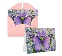 Blank Greetings Card 4'' X 6'' With Envelopes, Beautiful Purple Butterfly Floral Thank You Cards Note Cards Pink All Occasion Cards For Christmas Holidays Birthday Graduation Anniversaries