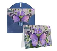 Blank Greetings Card 4'' X 6'' With Envelopes, Beautiful Purple Butterfly Floral Thank You Cards Note Cards Blue All Occasion Cards For Christmas Holidays Birthday Graduation Anniversaries