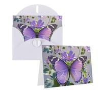Blank Greetings Card 4'' X 6'' With Envelopes, Beautiful Purple Butterfly Floral Thank You Cards Note Cards White All Occasion Cards For Christmas Holidays Birthday Graduation Anniversaries