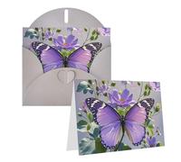 Blank Greetings Card 4'' X 6'' With Envelopes, Beautiful Purple Butterfly Floral Thank You Cards Note Cards Gray All Occasion Cards For Christmas Holidays Birthday Graduation Anniversaries