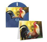 Blank Greetings Card 4'' X 6'' With Envelopes, Beautiful Rooster Hen Thank You Cards Note Cards Blue All Occasion Cards For Christmas Holidays Birthday Graduation Anniversaries