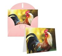 Blank Greetings Card 4'' X 6'' With Envelopes, Beautiful Rooster Hen Thank You Cards Note Cards Pink All Occasion Cards For Christmas Holidays Birthday Graduation Anniversaries