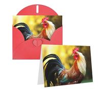 Blank Greetings Card 4'' X 6'' With Envelopes, Beautiful Rooster Hen Thank You Cards Note Cards Red All Occasion Cards For Christmas Holidays Birthday Graduation Anniversaries