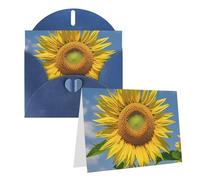 Blank Greetings Card 4'' X 6'' With Envelopes, Beautiful Sunflower Thank You Cards Note Cards Blue All Occasion Cards For Christmas Holidays Birthday Graduation Anniversaries