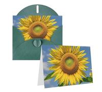 Blank Greetings Card 4'' X 6'' With Envelopes, Beautiful Sunflower Thank You Cards Note Cards Dark Green All Occasion Cards For Christmas Holidays Birthday Graduation Anniversaries