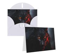 Blank Greetings Card 4'' X 6'' With Envelopes, Big Black Wolf With Red Eyes Thank You Cards Note Cards White All Occasion Cards For Christmas Holidays Birthday Graduation Anniversaries