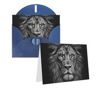 Blank Greetings Card 4'' X 6'' With Envelopes, Black And White Lion Head Thank You Cards Note Cards Blue All Occasion Cards For Christmas Holidays Birthday Graduation Anniversaries