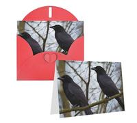 Blank Greetings Card 4'' X 6'' With Envelopes, Black Crow Birds Thank You Cards Note Cards Red All Occasion Cards For Christmas Holidays Birthday Graduation Anniversaries