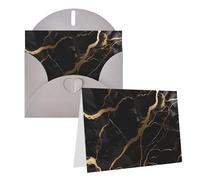 Blank Greetings Card 4'' X 6'' With Envelopes, Black Gold Marble Thank You Cards Note Cards Gray All Occasion Cards For Christmas Holidays Birthday Graduation Anniversaries