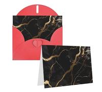 Blank Greetings Card 4'' X 6'' With Envelopes, Black Gold Marble Thank You Cards Note Cards Red All Occasion Cards For Christmas Holidays Birthday Graduation Anniversaries