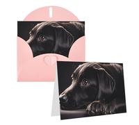 Blank Greetings Card 4'' X 6'' With Envelopes, Black Labrador Puppy Thank You Cards Note Cards Pink All Occasion Cards For Christmas Holidays Birthday Graduation Anniversaries