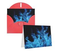 Blank Greetings Card 4'' X 6'' With Envelopes, Blue Flame Thank You Cards Note Cards Red All Occasion Cards For Christmas Holidays Birthday Graduation Anniversaries