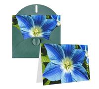Blank Greetings Card 4'' X 6'' With Envelopes, Blue Flowers Thank You Cards Note Cards Dark Green All Occasion Cards For Christmas Holidays Birthday Graduation Anniversaries