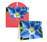 Blank Greetings Card 4'' X 6'' With Envelopes, Blue Flowers Thank You Cards Note Cards Red All Occasion Cards For Christmas Holidays Birthday Graduation Anniversaries