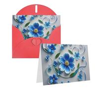 Blank Greetings Card 4'' X 6'' With Envelopes, Blue Mini Flower Swirl Thank You Cards Note Cards Red All Occasion Cards For Christmas Holidays Birthday Graduation Anniversaries