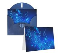 Blank Greetings Card 4'' X 6'' With Envelopes, Blue Musical Notes Thank You Cards Note Cards Blue All Occasion Cards For Christmas Holidays Birthday Graduation Anniversaries