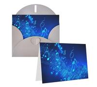 Blank Greetings Card 4'' X 6'' With Envelopes, Blue Musical Notes Thank You Cards Note Cards Gray All Occasion Cards For Christmas Holidays Birthday Graduation Anniversaries