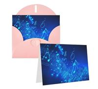 Blank Greetings Card 4'' X 6'' With Envelopes, Blue Musical Notes Thank You Cards Note Cards Pink All Occasion Cards For Christmas Holidays Birthday Graduation Anniversaries