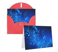Blank Greetings Card 4'' X 6'' With Envelopes, Blue Musical Notes Thank You Cards Note Cards Red All Occasion Cards For Christmas Holidays Birthday Graduation Anniversaries