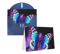 Blank Greetings Card 4'' X 6'' With Envelopes, Blue Purple Butterfly Thank You Cards Note Cards Blue All Occasion Cards For Christmas Holidays Birthday Graduation Anniversaries