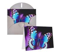 Blank Greetings Card 4'' X 6'' With Envelopes, Blue Purple Butterfly Thank You Cards Note Cards Gray All Occasion Cards For Christmas Holidays Birthday Graduation Anniversaries