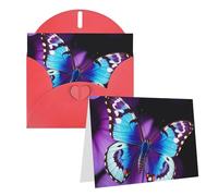 Blank Greetings Card 4'' X 6'' With Envelopes, Blue Purple Butterfly Thank You Cards Note Cards Red All Occasion Cards For Christmas Holidays Birthday Graduation Anniversaries