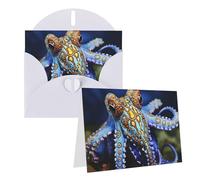 Blank Greetings Card 4'' X 6'' With Envelopes, Blue Ringed Octopus Thank You Cards Note Cards White All Occasion Cards For Christmas Holidays Birthday Graduation Anniversaries