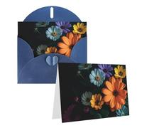 Blank Greetings Card 4'' X 6'' With Envelopes, Bright Flowers Thank You Cards Note Cards Blue All Occasion Cards For Christmas Holidays Birthday Graduation Anniversaries