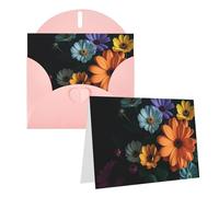 Blank Greetings Card 4'' X 6'' With Envelopes, Bright Flowers Thank You Cards Note Cards Pink All Occasion Cards For Christmas Holidays Birthday Graduation Anniversaries