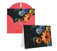 Blank Greetings Card 4'' X 6'' With Envelopes, Bright Flowers Thank You Cards Note Cards Red All Occasion Cards For Christmas Holidays Birthday Graduation Anniversaries