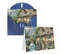 Blank Greetings Card 4'' X 6'' With Envelopes, British Country Style Thank You Cards Note Cards Blue All Occasion Cards For Christmas Holidays Birthday Graduation Anniversaries