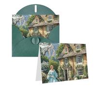 Blank Greetings Card 4'' X 6'' With Envelopes, British Country Style Thank You Cards Note Cards Dark Green All Occasion Cards For Christmas Holidays Birthday Graduation Anniversaries