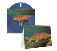 Blank Greetings Card 4'' X 6'' With Envelopes, Brook Trout Fly Fishing Thank You Cards Note Cards Blue All Occasion Cards For Christmas Holidays Birthday Graduation Anniversaries