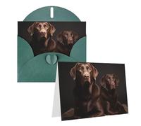 Blank Greetings Card 4'' X 6'' With Envelopes, Brown Labrador Retriever Thank You Cards Note Cards Dark Green All Occasion Cards For Christmas Holidays Birthday Graduation Anniversaries