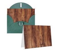 Blank Greetings Card 4'' X 6'' With Envelopes, Brown Wood Grain Thank You Cards Note Cards Dark Green All Occasion Cards For Christmas Holidays Birthday Graduation Anniversaries