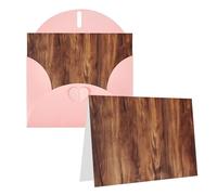 Blank Greetings Card 4'' X 6'' With Envelopes, Brown Wood Grain Thank You Cards Note Cards Pink All Occasion Cards For Christmas Holidays Birthday Graduation Anniversaries