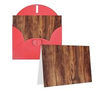 Blank Greetings Card 4'' X 6'' With Envelopes, Brown Wood Grain Thank You Cards Note Cards Red All Occasion Cards For Christmas Holidays Birthday Graduation Anniversaries