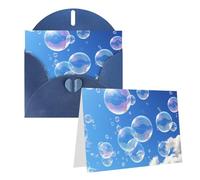Blank Greetings Card 4'' X 6'' With Envelopes, Bubbles Blue Sky Thank You Cards Note Cards Blue All Occasion Cards For Christmas Holidays Birthday Graduation Anniversaries