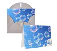 Blank Greetings Card 4'' X 6'' With Envelopes, Bubbles Blue Sky Thank You Cards Note Cards Gray All Occasion Cards For Christmas Holidays Birthday Graduation Anniversaries