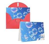 Blank Greetings Card 4'' X 6'' With Envelopes, Bubbles Blue Sky Thank You Cards Note Cards Red All Occasion Cards For Christmas Holidays Birthday Graduation Anniversaries