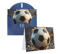 Blank Greetings Card 4'' X 6'' With Envelopes, Burning Soccer Ball Thank You Cards Note Cards Blue All Occasion Cards For Christmas Holidays Birthday Graduation Anniversaries
