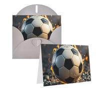 Blank Greetings Card 4'' X 6'' With Envelopes, Burning Soccer Ball Thank You Cards Note Cards Gray All Occasion Cards For Christmas Holidays Birthday Graduation Anniversaries