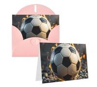 Blank Greetings Card 4'' X 6'' With Envelopes, Burning Soccer Ball Thank You Cards Note Cards Pink All Occasion Cards For Christmas Holidays Birthday Graduation Anniversaries