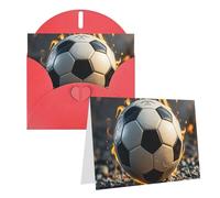 Blank Greetings Card 4'' X 6'' With Envelopes, Burning Soccer Ball Thank You Cards Note Cards Red All Occasion Cards For Christmas Holidays Birthday Graduation Anniversaries