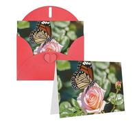 Blank Greetings Card 4'' X 6'' With Envelopes, Butterfly And Rose Thank You Cards Note Cards Red All Occasion Cards For Christmas Holidays Birthday Graduation Anniversaries